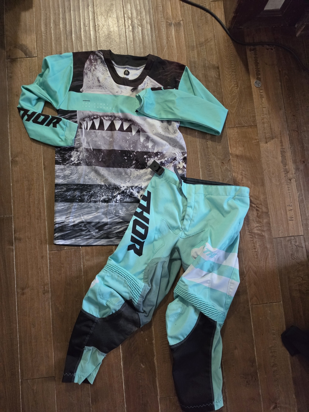 thor Aqua and Black Motocross Jersey & Pants Set